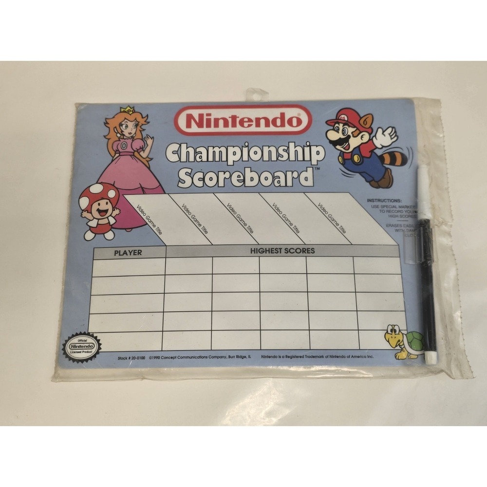 1990 Nintendo Championship Scoreboard Super Mario Princess Toadstool New NOS